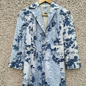 Ann Taylor Loft Blue Floral Rose Cotton Blazer
